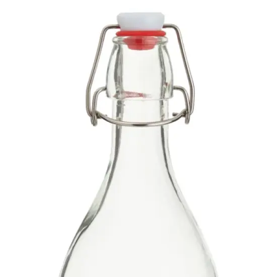 Juvale 4 Pack Square Flip Top Glass Bottle 32 oz with Cleaning Brush and Silicone Funnel for Homemade Brew, Drinks, Crafts image {5}