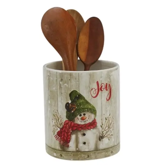 Park Designs Farmhouse Snowman Utensil Crock - Off-White image {3}