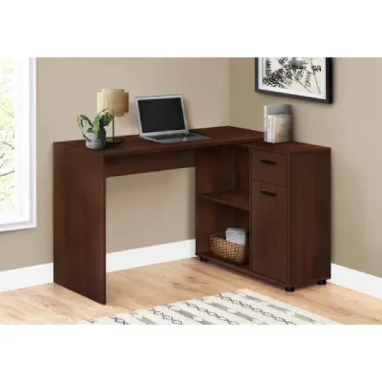 Monarch Specialties Workstation with Storage Shelves and Cabinet for Home & Office-Contemporary Style L Shaped Computer Desk, 46" L image {7}