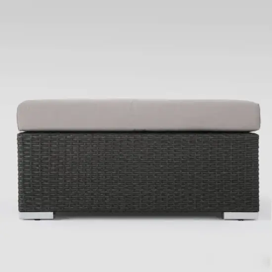 Santa Rosa 8pc Wicker Sectional Sofa Set - Gray/Silver - Christopher Knight Home image {4}