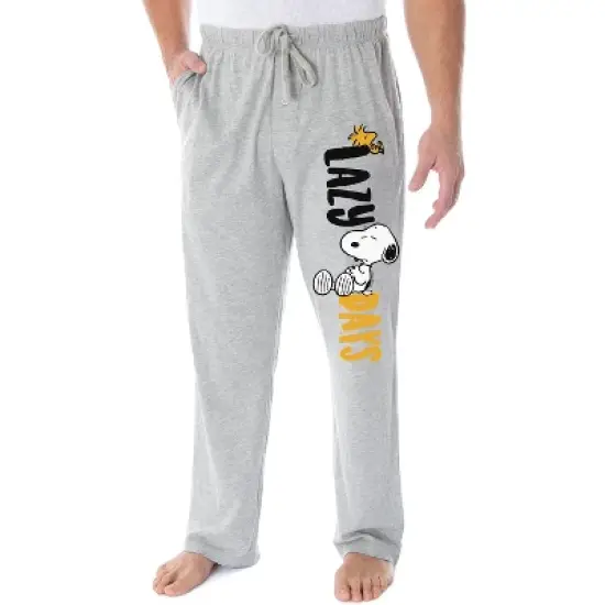 Peanuts Adult Snoopy and Woodstock Lazy Days Character Loungewear Sleep Pajama Pants Heather Grey image {3}