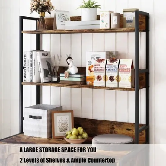 GustoWave Litter Box Enclosure Furniture with 3-Layer Storage Shelves,Indoor Hidden Cat Washroom for 25in Diameter Litter Box, Brown image {4}