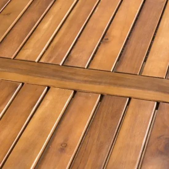 Stamford 5pc Acacia Wood & Wicker Patio Dining Set - Brown - Christopher Knight Home image {4}