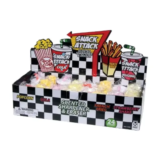 Geddes Snack Attack Scented Pencil Sharpeners and Erasers - 24 per box image {3}