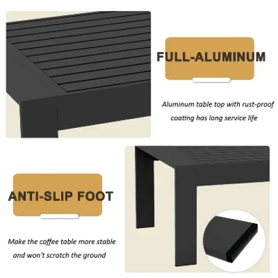 LayinSun Outdoor Aluminum Furniture Set, 4 Pieces Patio Sectional Conversation Chat Sofa Modern Seating Set with Coffee Table image {5}
