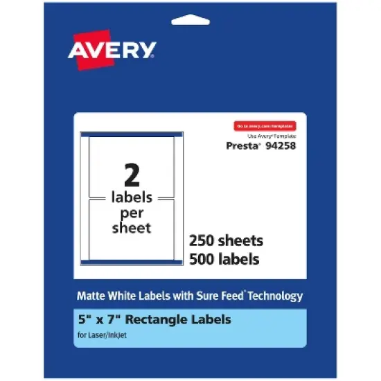 Avery Matte White Rectangle Labels, 5" x 7" image {10}