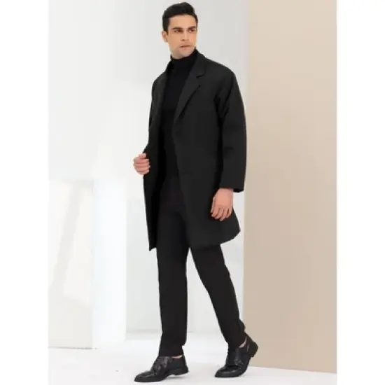 Lars Amadeus Men's Winter Notched Lapel Single Breasted Mid-Length Overcoat image {3}