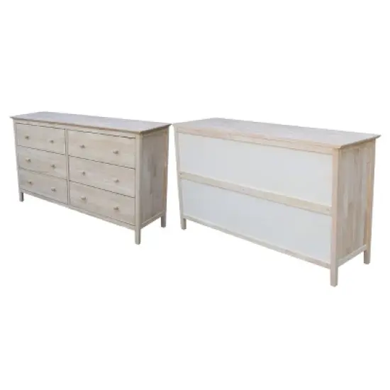 Dresser with 6 Drawers Unfinished - International Concepts image {8}
