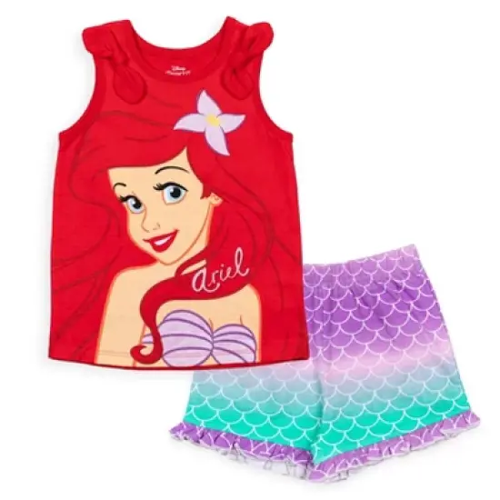 Disney Princess Princess Moana Rapunzel Jasmine Belle Girls Tank Top and French Terry Shorts Little Kid to Big Kid image {8}