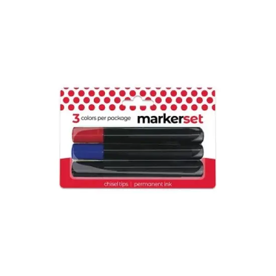 Natural Home 3pk Markers Carded: Permanent Markers, 2mm Tip, Blue/Black/Red, Art & Office Supplies, Ages 10+ image {1}