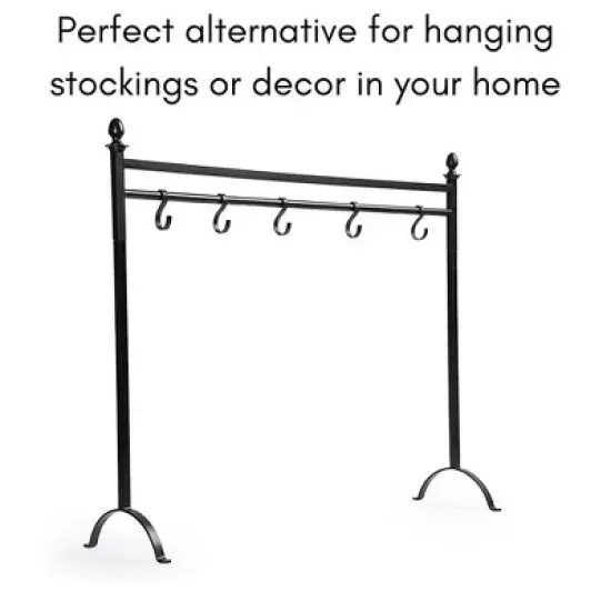 BIRDROCK HOME 8 Hook Christmas Stocking Holder Stand - Black image {3}