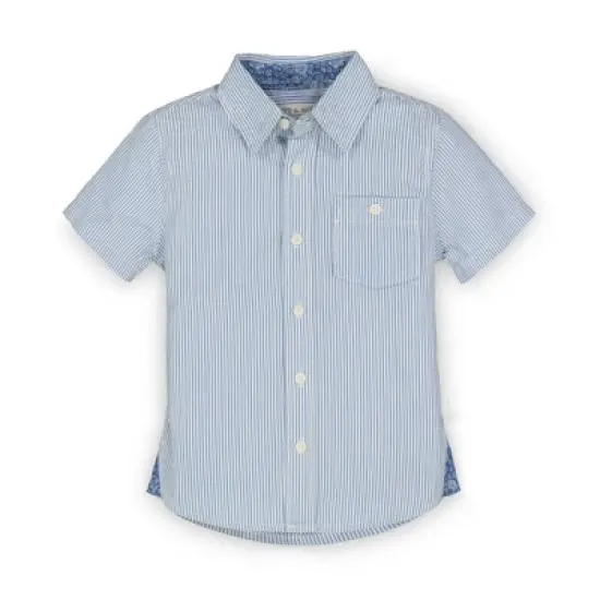 Hope & Henry Boys' Seersucker Short Sleeve Button Down Shirt, Infant image {7}