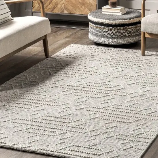 nuLOOM Lucile Moroccan Diamond Wool Area Rug image {8}