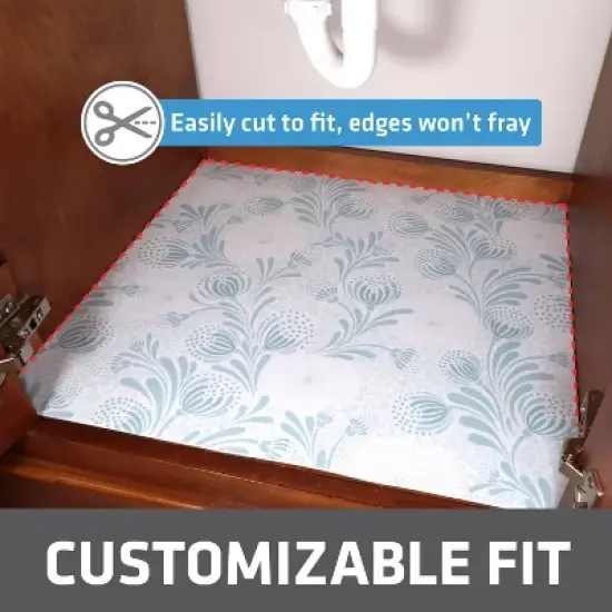 Drymate 24"x59" Under the Sink Mat - Light Blue Floral: Polyester Liner, Machine Washable, Dish Drying Mat image {11}