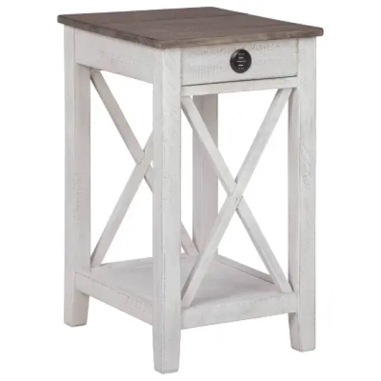 Adalane Side Table White/Gray - Signature Design by Ashley image {4}