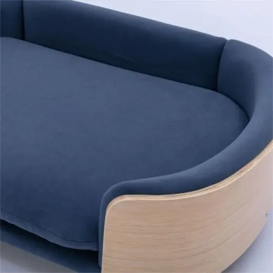 Bulldog Large Size XL Dog Beds With Removable Cover, Velvet Cushion With Solid Wood legs and Bent Wood Back-The Pop Home image {7}