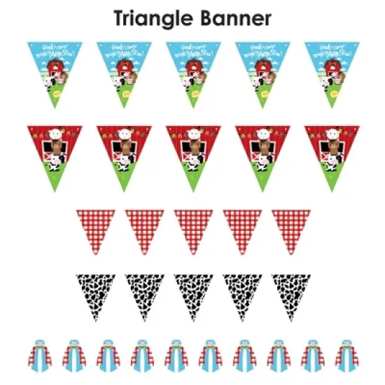 Big Dot of Happiness Farm Animals - DIY Barnyard Baby Shower or Birthday Party Pennant Garland Decoration - Triangle Banner - 30 Pieces image {5}