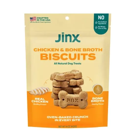 Jinx Broth Bone Dog Treat Biscuits with Chicken Flavor - 16oz image {9}