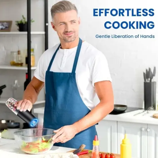 Maison Gravity Electric Pepper and Salt Grinder Set Battery Powered With LED Light One Hand Automatic Operation image {5}