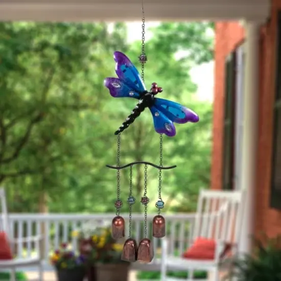 Northlight 24" Purple and Bronze Dragonfly Outdoor Garden Windchime image {1}