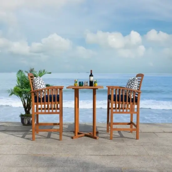 Pate 3pc Bistro Set - Natural/Navy - Safavieh image {2}