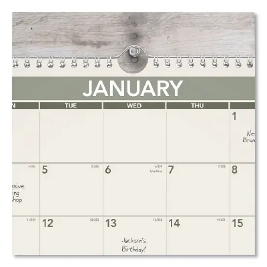 Recycled Wall Calendar, Unruled Blocks, 15 x 12, Sand/Green Sheets, 12-Month (Jan to Dec): 2026 image {2}
