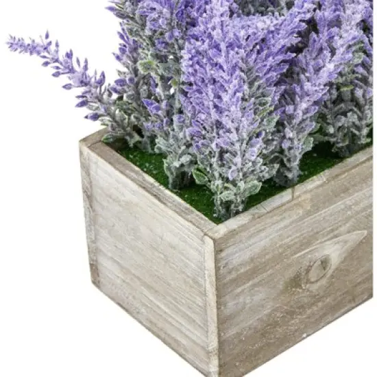 Artificial Lavender Fake Flower Plant in Rustic Pot Wooden Box for Decorations image {4}