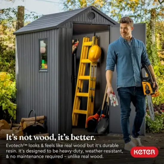 Keter Darwin 4'x6'  Spacious Heavy Duty Organizing Storage Shed - Gray image {4}