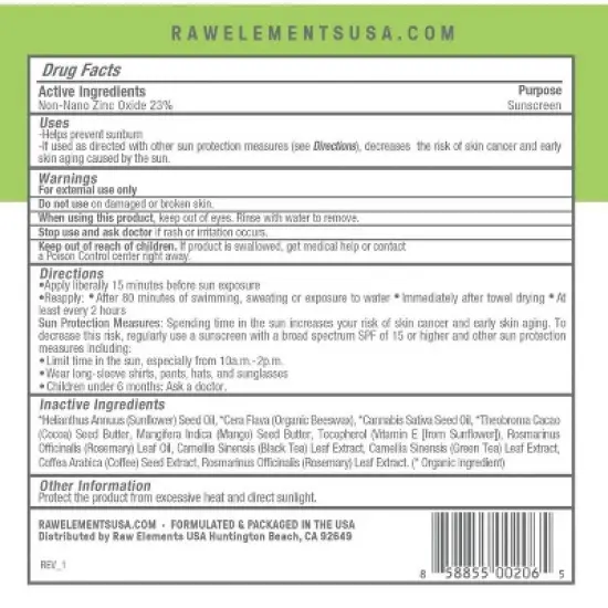 Raw Elements Face and Body Mineral Sunscreen Tin - SPF 30 - 3oz image {2}