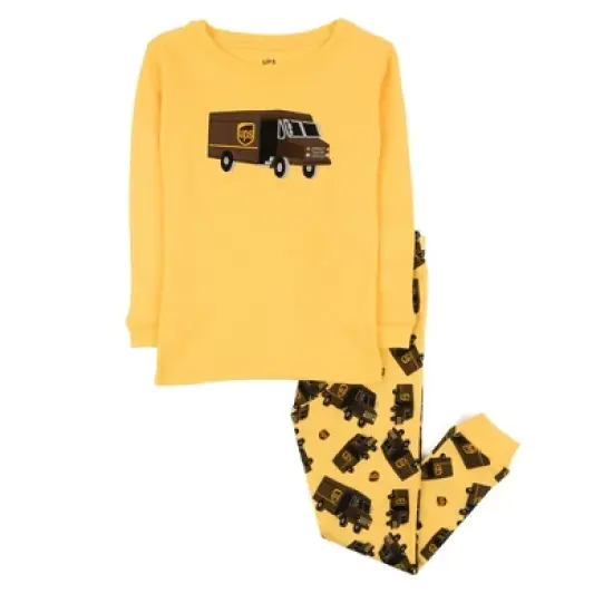 Leveret Kids Two Piece Cotton UPS Truck Pajamas image {4}