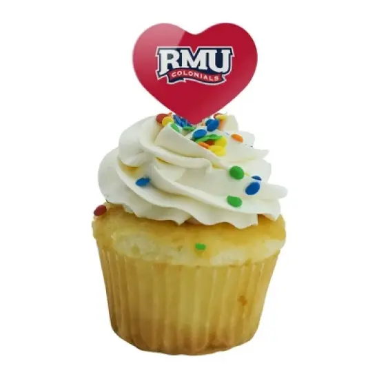 Robert Morris University Secondary Logo Heart Love Cupcake Picks Toppers Decoration Set of 6 image {4}