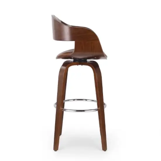 Clyo Mid-Century Modern Upholstered Swivel Barstool - Christopher Knight Home image {6}