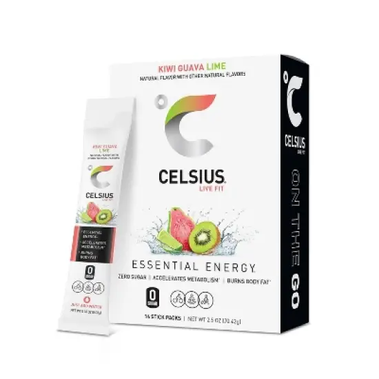 CELSIUS On The Go Powder Sticks Kiwi Guava Lime Essential Energy - 14pk Sticks image {5}