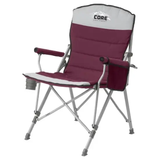 CORE Set of 2 300-Pound Capacity Padded Hard Arm Chair w/Storage Pockets & Carry Bag w/Instant 10-Foot Outdoor Pop-Up Shade Canopy Shelter Tent, Gray image {1}