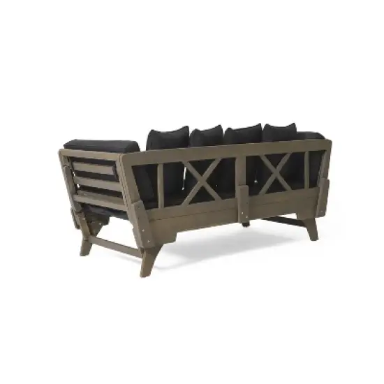 Christopher Knight Home Lana Patio Acacia Convertible 3 Seater Daybed Sofa with Foldable Arm and 4 Pillows image {5}