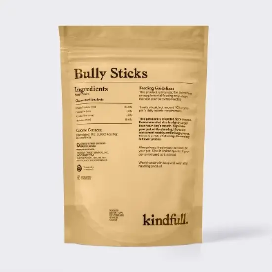 6" Made From Grass-Fed Beef Bully Sticks Dog Treats - Kindfull&trade; 7oz/10ct image {2}