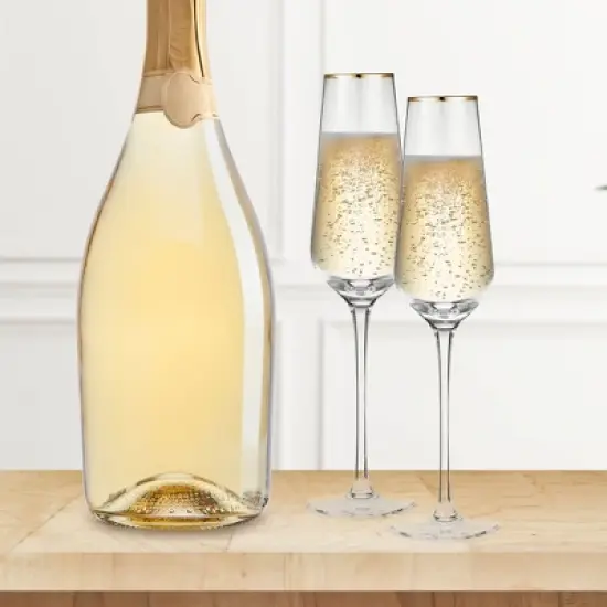 Berkware Tall Champagne Flutes with Gold Tone Rim - 8.1oz image {1}