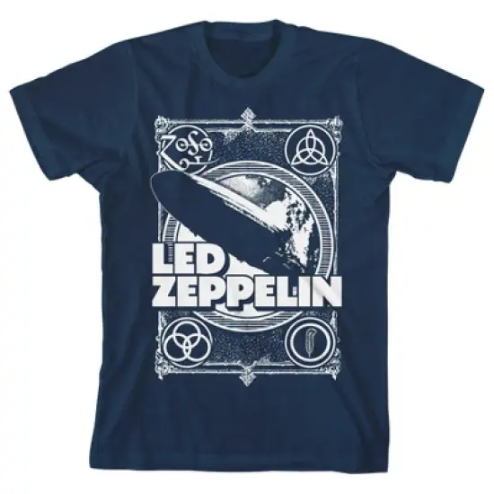 Led Zeppelin Plane Logo & Icons Crew Neck Short Sleeve Navy Boy's T-shirt image {3}