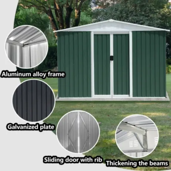 10&times;6 FT Large Outdoor Storage Shed with Aluminum Alloy Frame, Weather-Resistant Metal Tool Shed for Garden or Backyard &ndash; The Pop Home image {5}