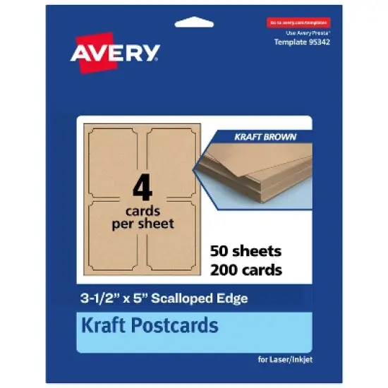 Avery Kraft Brown Postcards, 3-1/2" x 5" Rectangle Scalloped Edge image {9}