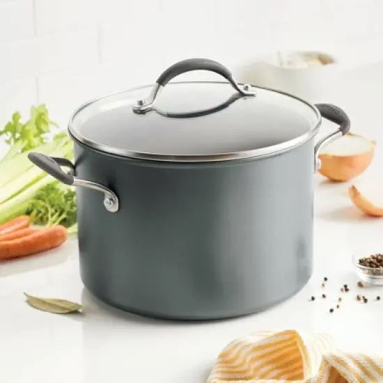 Circulon A1 Series with ScratchDefense Technology 8qt Nonstick Induction Wide Stockpot with Lid Graphite image {9}