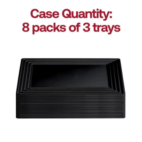 Smarty Had A Party 9" x 13" Black Rectangular Plastic Serving Trays - 24 pcs image {2}
