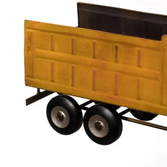 Vintiquewise Decorative Rustic Metal Yellow Single Bottle Truck Wine Holder for Tabletop or Countertop image {6}