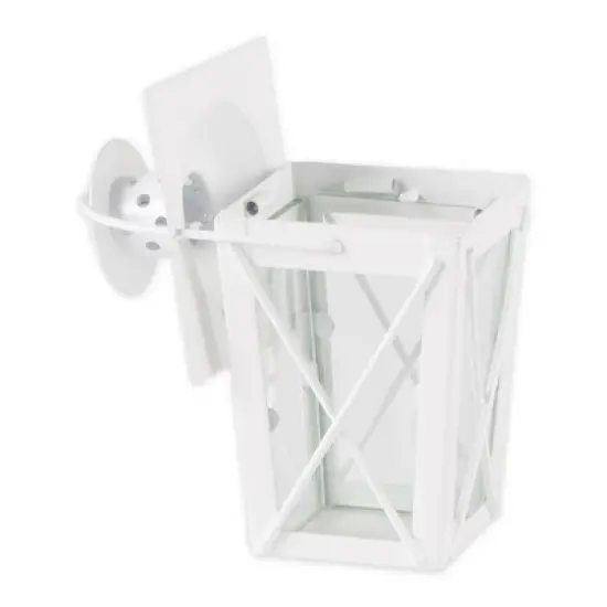 9" Iron Railroad Outdoor Lantern White - Zingz & Thingz: Baked-On Paint Finish, Tabletop Candle Holder, Fits Tealight image {1}