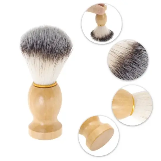 Unique Bargains Durable Shaving Brush 4.25"x1.3" Wood Color 1 Pc image {2}