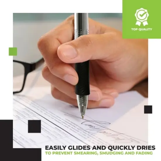 Simply Genius 200-Pack Retractable Black Pens for Schools, Notebooks, Smooth Writing Ball Point Pens with Comfort Grip, Black Ink image {6}