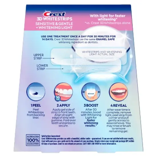 Crest 3DWhitestrips Sensitive + LED Light At-Home Teeth Whitening Kit - 14 Treatments image {10}