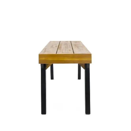 Christopher Knight Home Harper Outdoor 3pcs Acacia Wood Dining set, Teak/Black image {8}