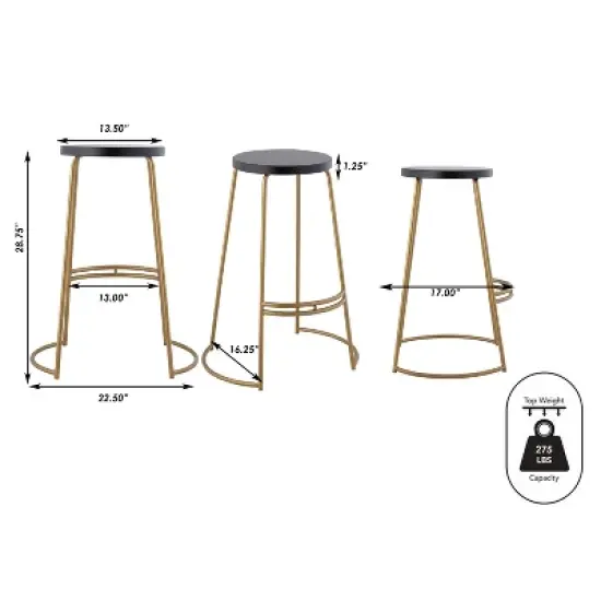 JONATHAN Y Hula Modern Designer Iron Curved Backless Bar Stool image {3}