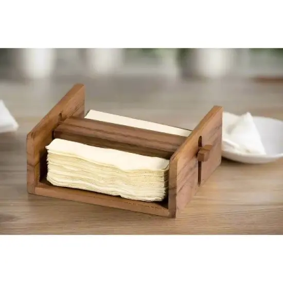 Kalmar Home Solid Acacia Wood Cocktail Napkin Holder image {1}